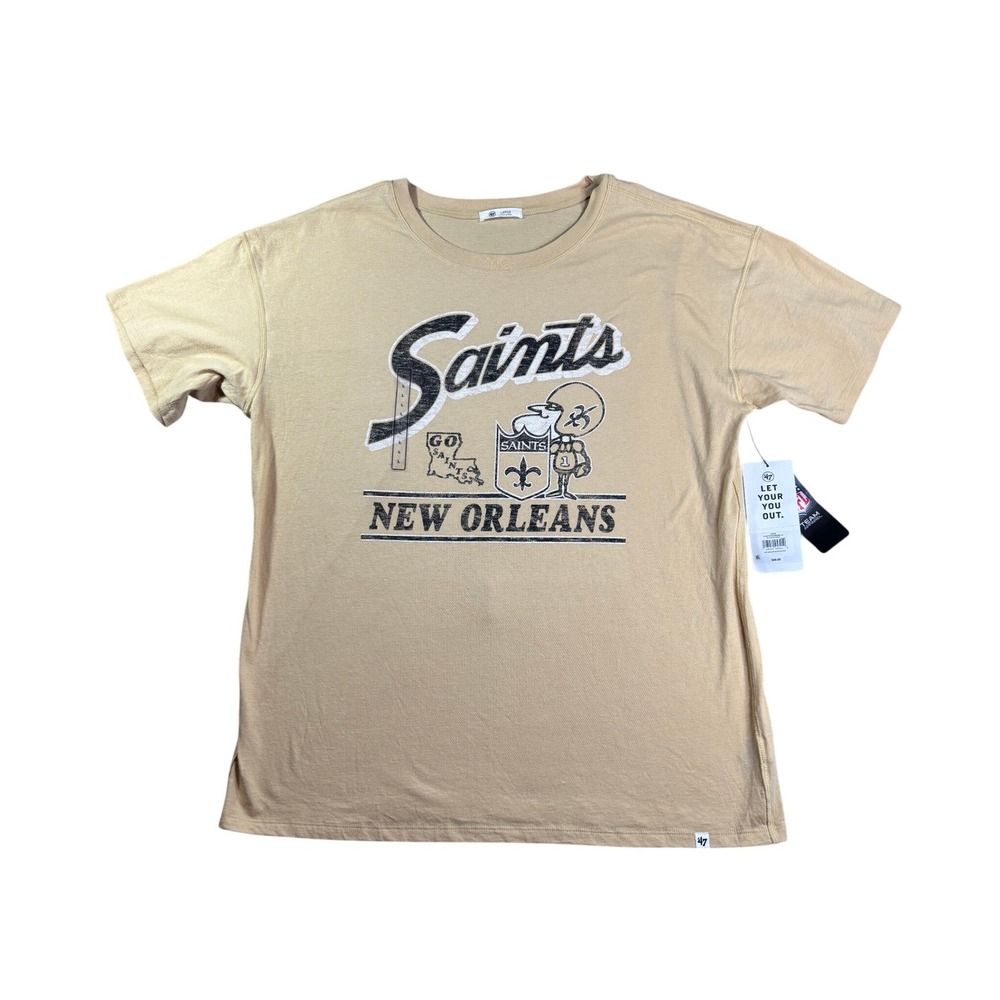 47 Brand New Orleans Saints T-Shirt Mens Large Gold NFL Graphic Tee New